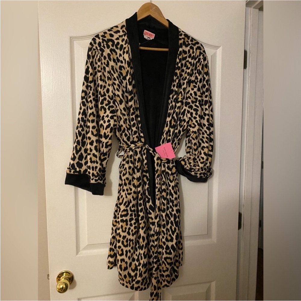 Kate Spade Leopard Print robe with Black trim